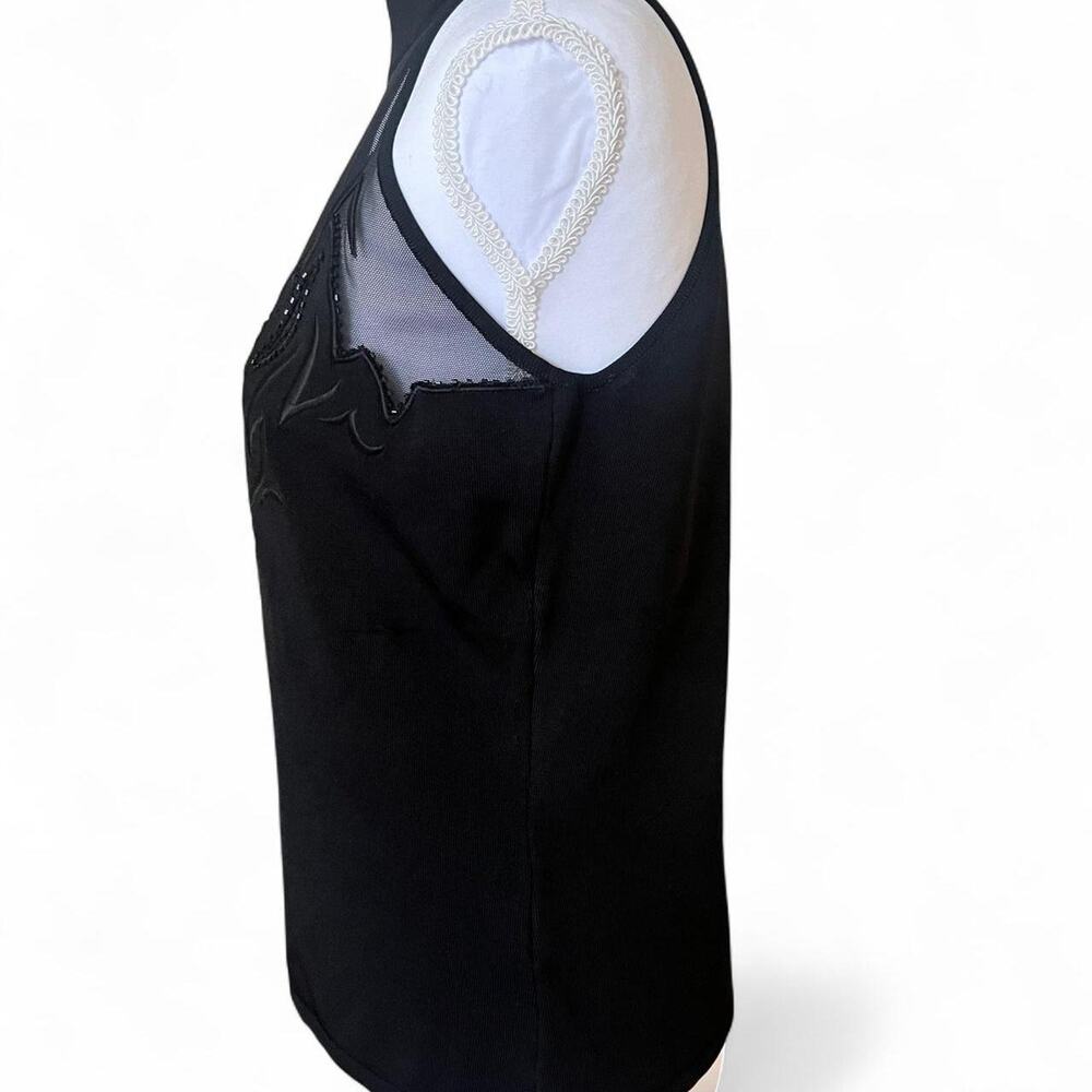 Cache Black Mesh Flame Appliqu Halter Top Y2k / E… - image 3